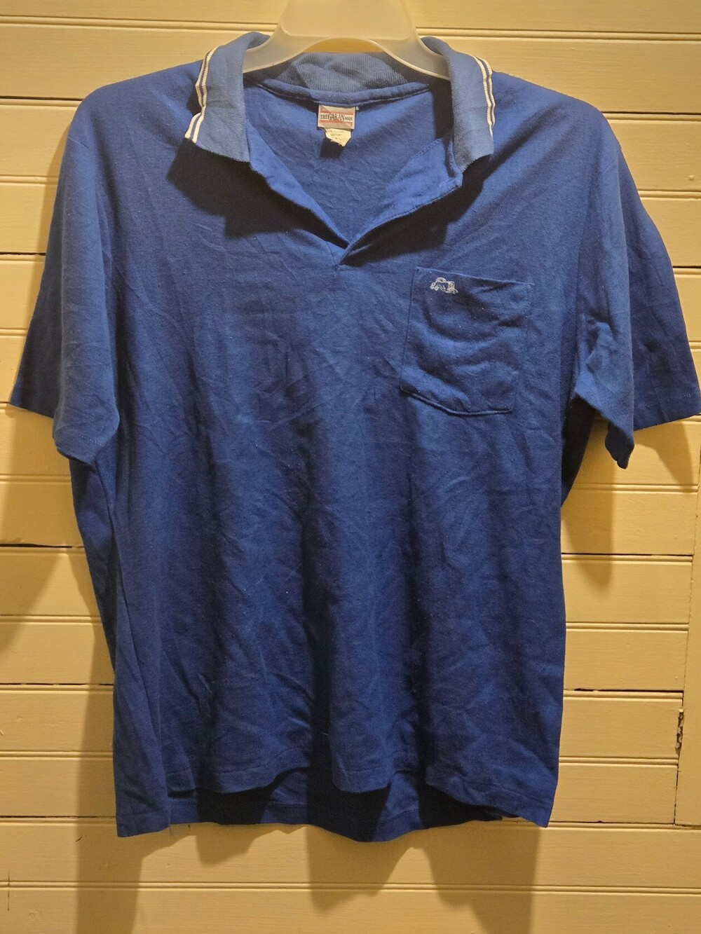 The Garan Man Polo Shirt Mens 1X Short Sleeve Pocket Collared Blue Embroidered